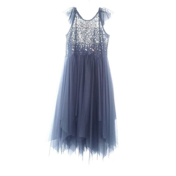 Girls Sequin & Tulle Black Midi Dress - Picture 1 of 3